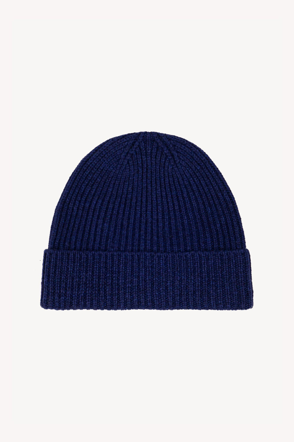 Berretto Unisex a Coste in Puro Cashmere Ink Blue - Modello Corto