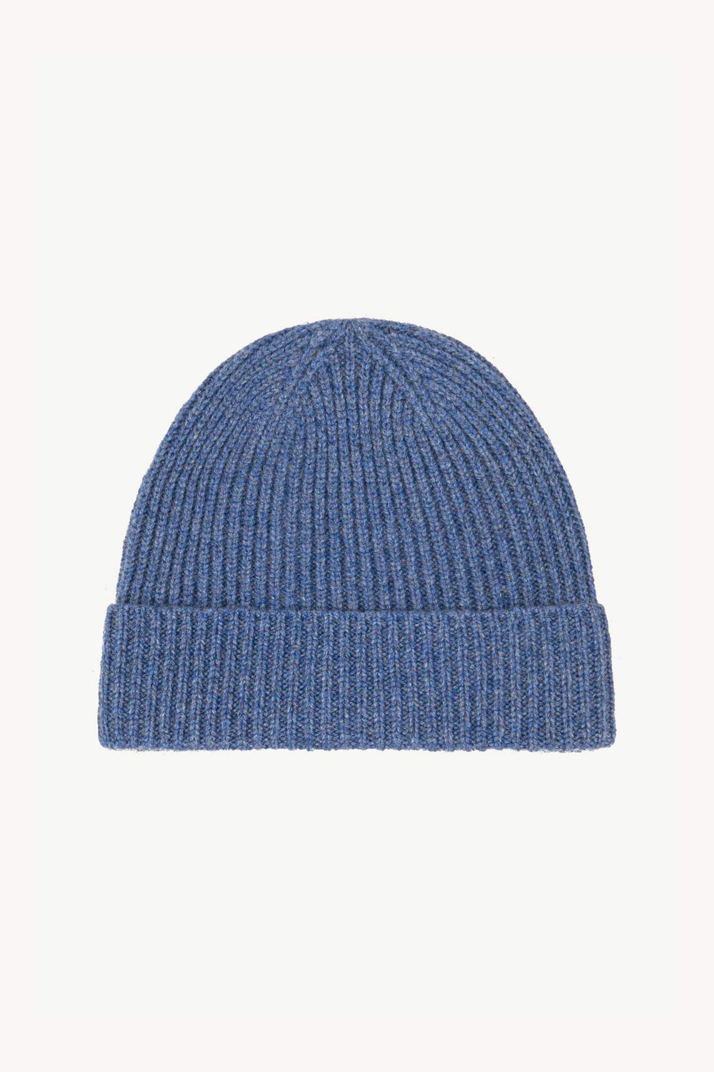 Light Denim Unisex Pure Cashmere Short Ribbed Beanie