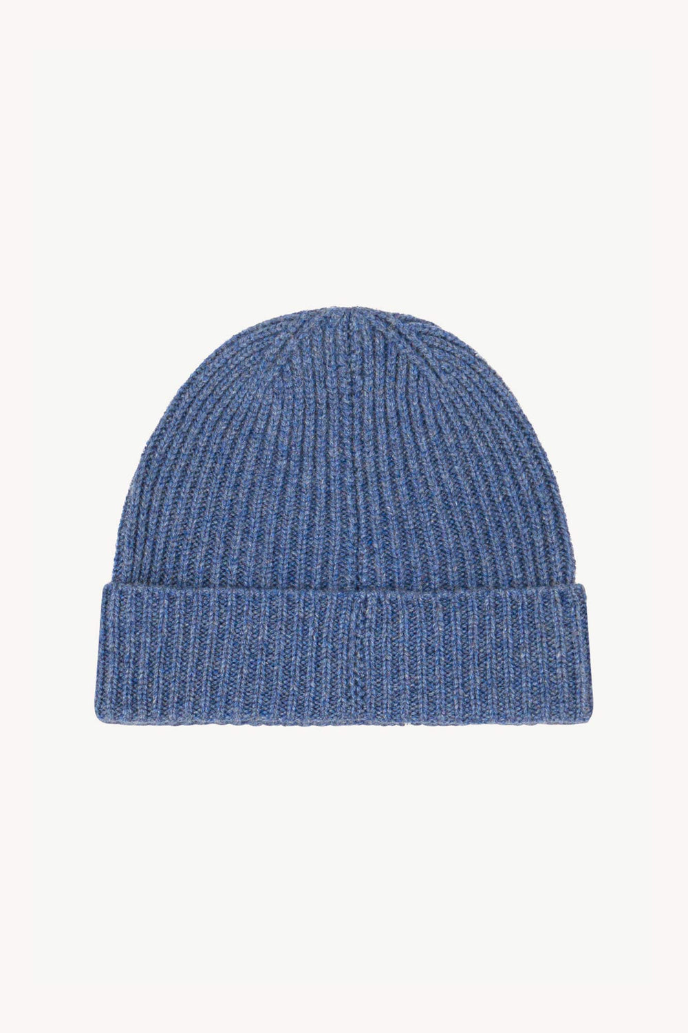 Light Denim Unisex Pure Cashmere Short Ribbed Beanie