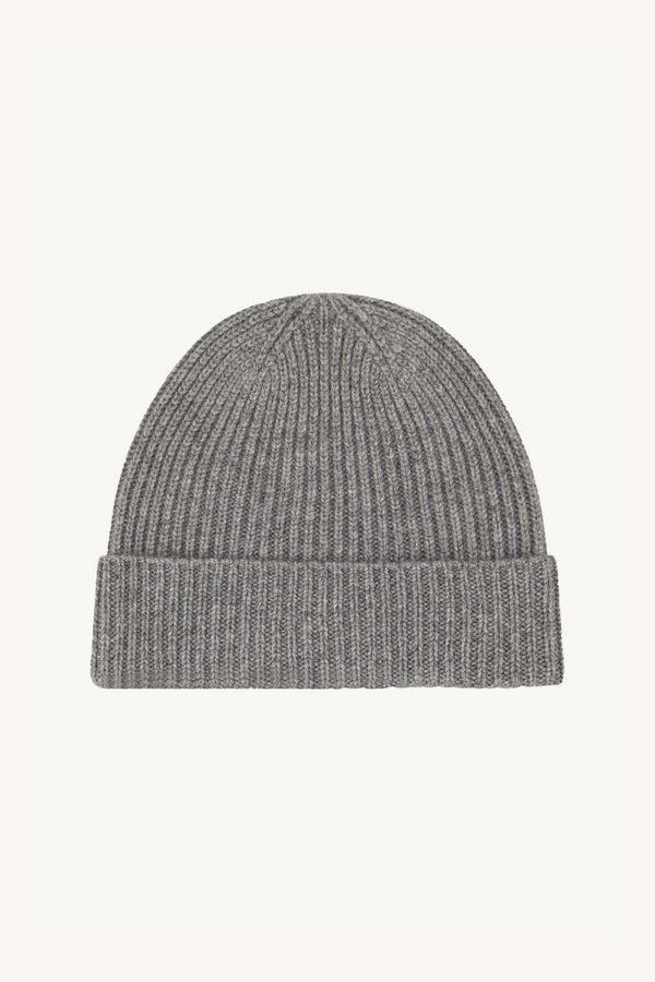 Berretto Unisex a Coste in Puro Cashmere Silver - Modello Corto