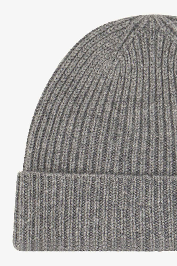 Berretto Unisex a Coste in Puro Cashmere Silver - Modello Corto