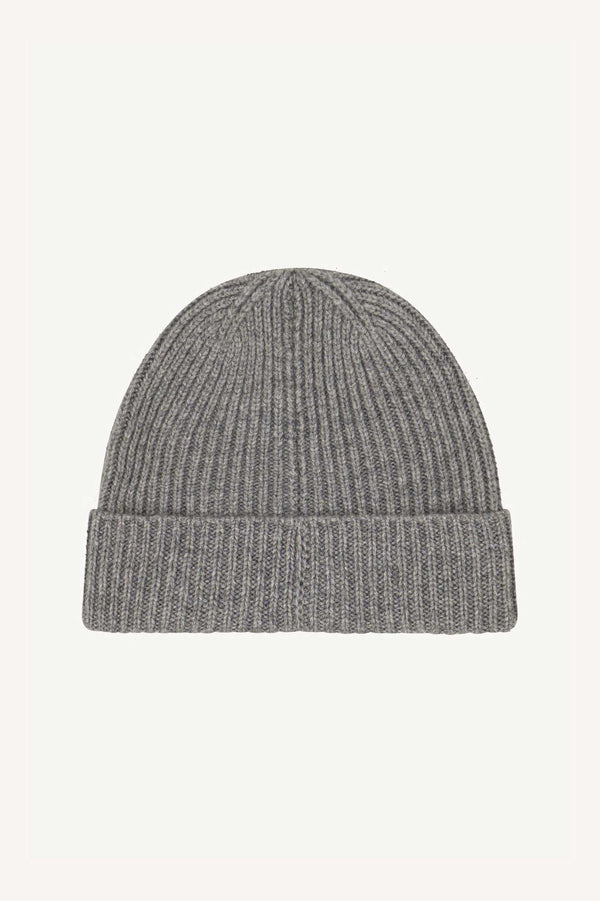 Berretto Unisex a Coste in Puro Cashmere Silver - Modello Corto