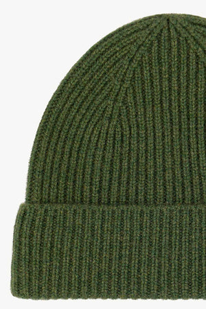 Berretto Unisex a Coste in Puro Cashmere Loden - Modello Lungo