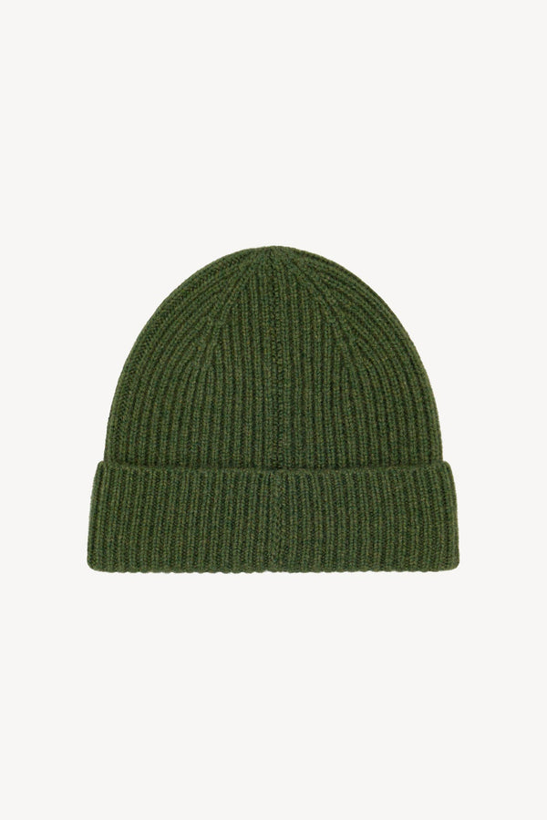 Berretto Unisex a Coste in Puro Cashmere Loden - Modello Lungo