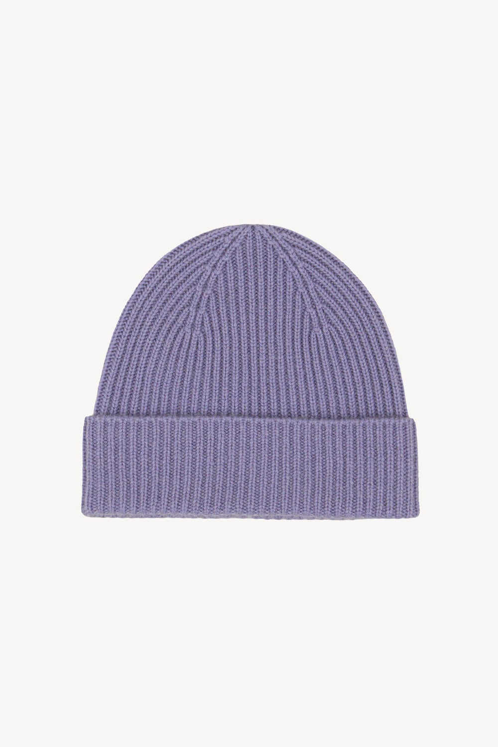 Berretto Lungo Unisex a Coste in Puro Cashmere Malva