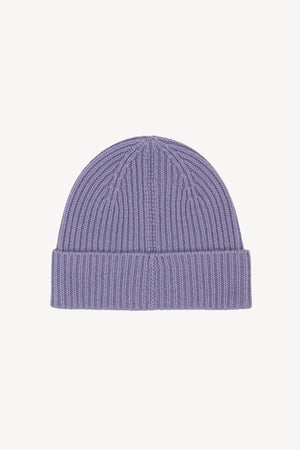 Berretto Lungo Unisex a Coste in Puro Cashmere Malva