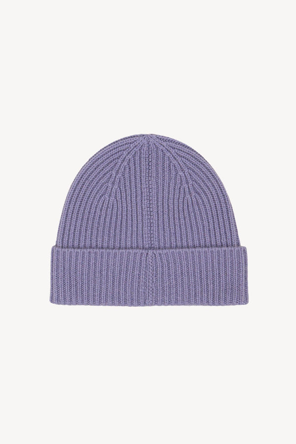 Berretto Lungo Unisex a Coste in Puro Cashmere Malva
