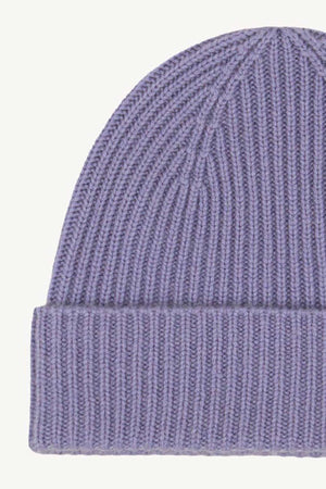Berretto Lungo Unisex a Coste in Puro Cashmere Malva