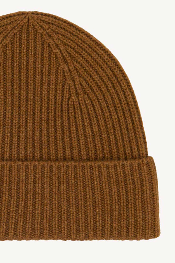 Terracotta Unisex Pure Cashmere Long Ribbed Beanie