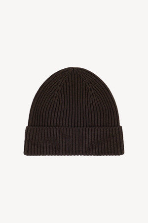 Berretto Unisex a Coste in Puro Cashmere Mocha - Modello Lungo