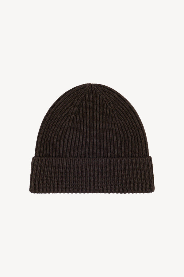 Berretto Unisex a Coste in Puro Cashmere Mocha - Modello Lungo