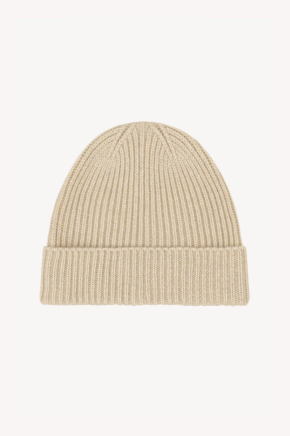Beige Unisex Pure Cashmere Long Ribbed Beanie
