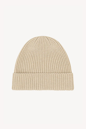 Beige Unisex Pure Cashmere Long Ribbed Beanie