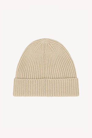 Beige Unisex Pure Cashmere Long Ribbed Beanie