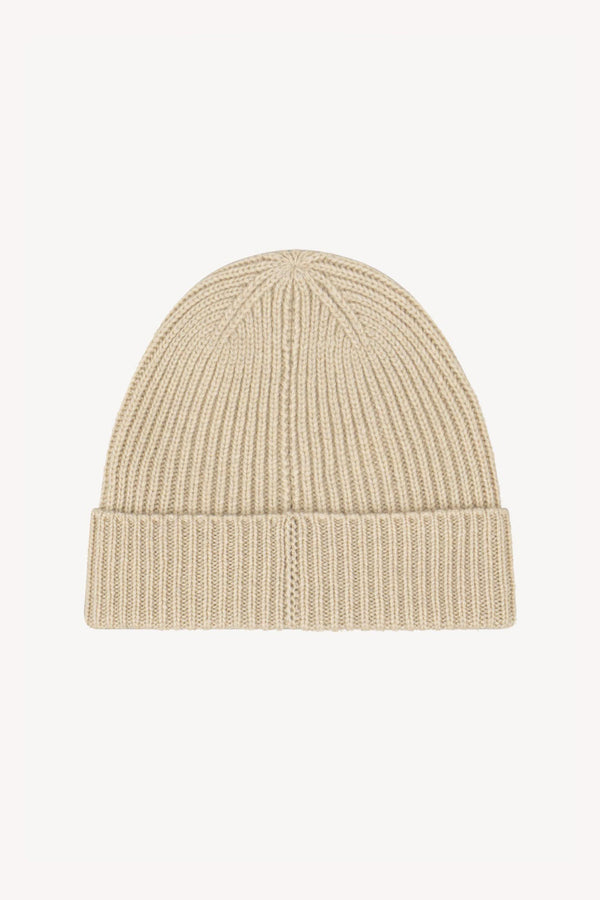 Beige Unisex Pure Cashmere Long Ribbed Beanie