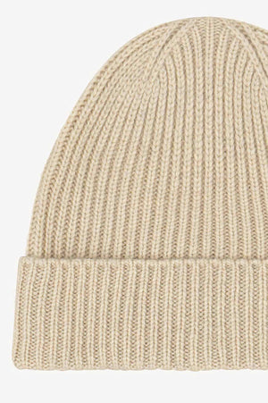 Beige Unisex Pure Cashmere Long Ribbed Beanie
