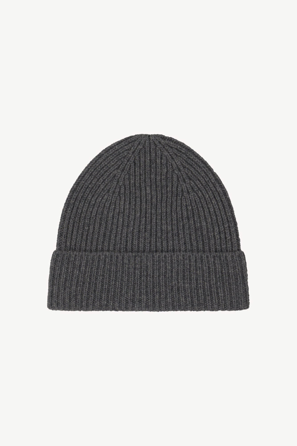 Berretto Lungo Unisex a Coste in Puro Cashmere Antracite