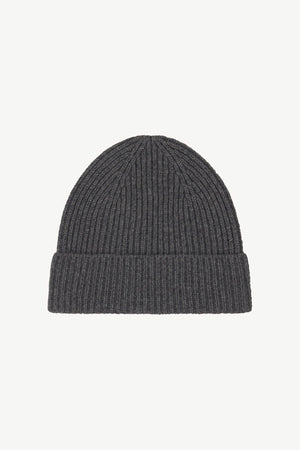 Anthracite Unisex Pure Cashmere Long Ribbed Beanie