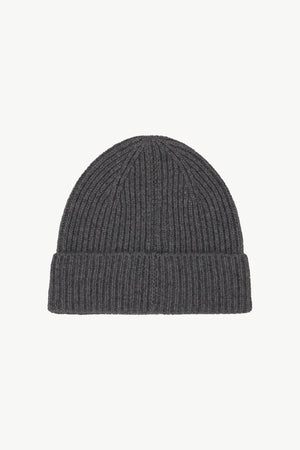 Anthracite Unisex Pure Cashmere Long Ribbed Beanie