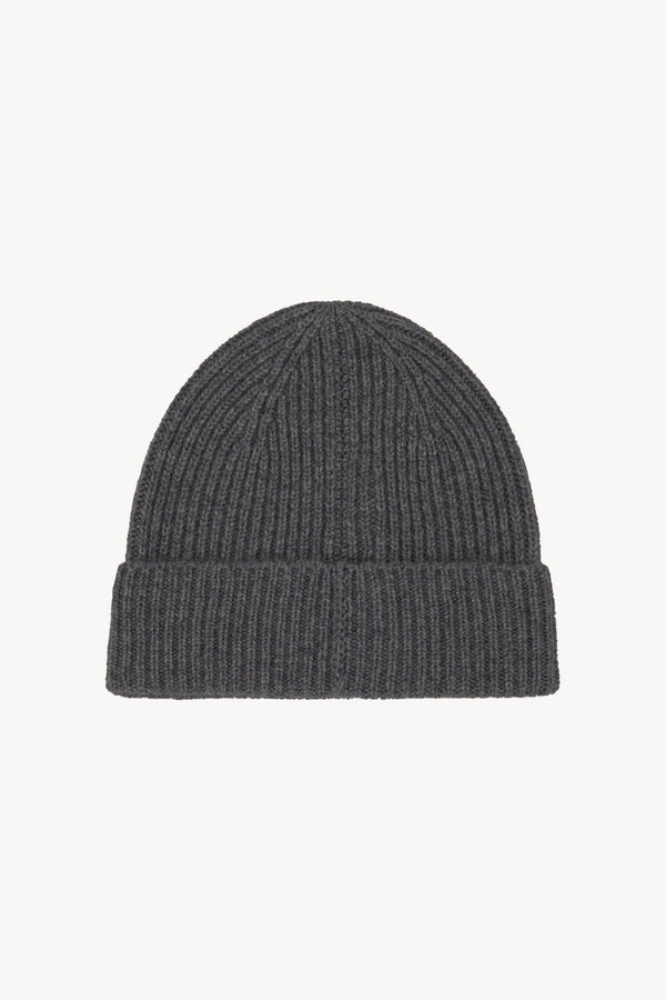 Anthracite Unisex Pure Cashmere Long Ribbed Beanie