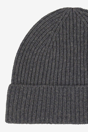 Anthracite Unisex Pure Cashmere Long Ribbed Beanie