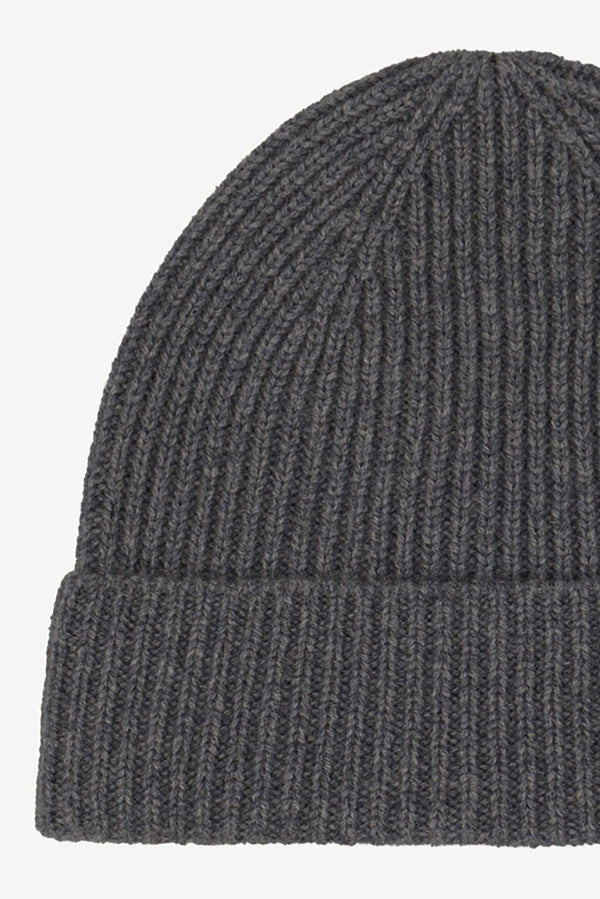 Anthracite Unisex Pure Cashmere Long Ribbed Beanie