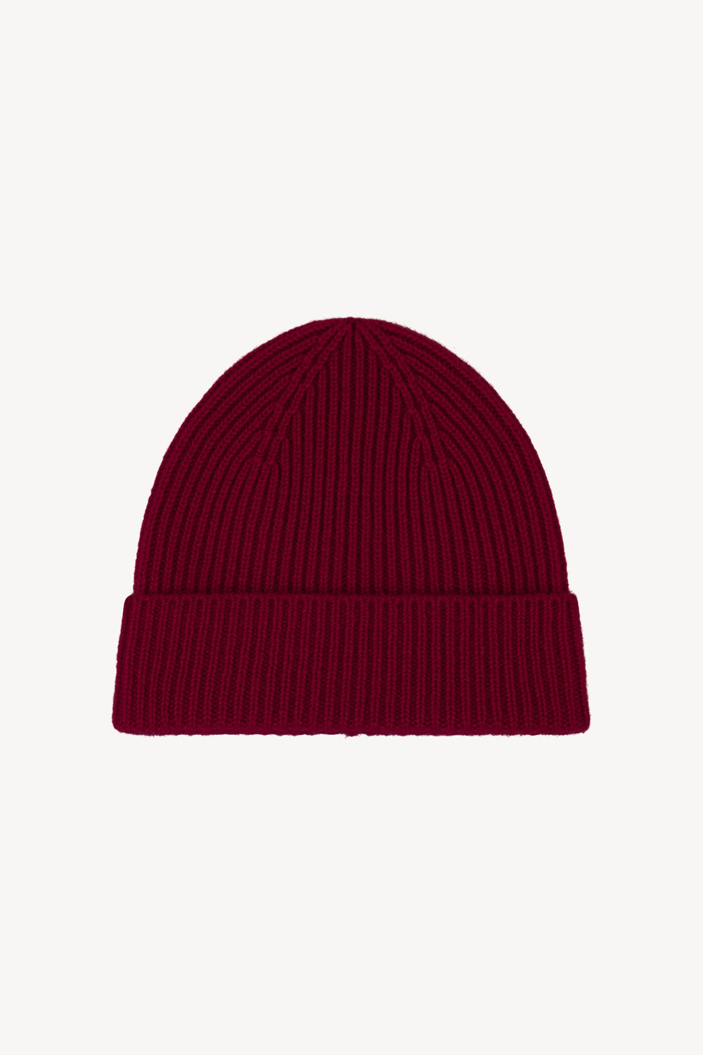 Berretto Lungo Unisex a Coste in Puro Cashmere Melograno