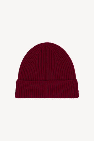 Berretto Lungo Unisex a Coste in Puro Cashmere Melograno