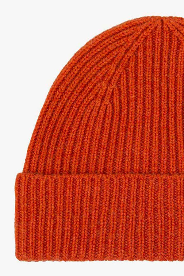 Berretto Lungo Unisex a Coste in Puro Cashmere Spezie