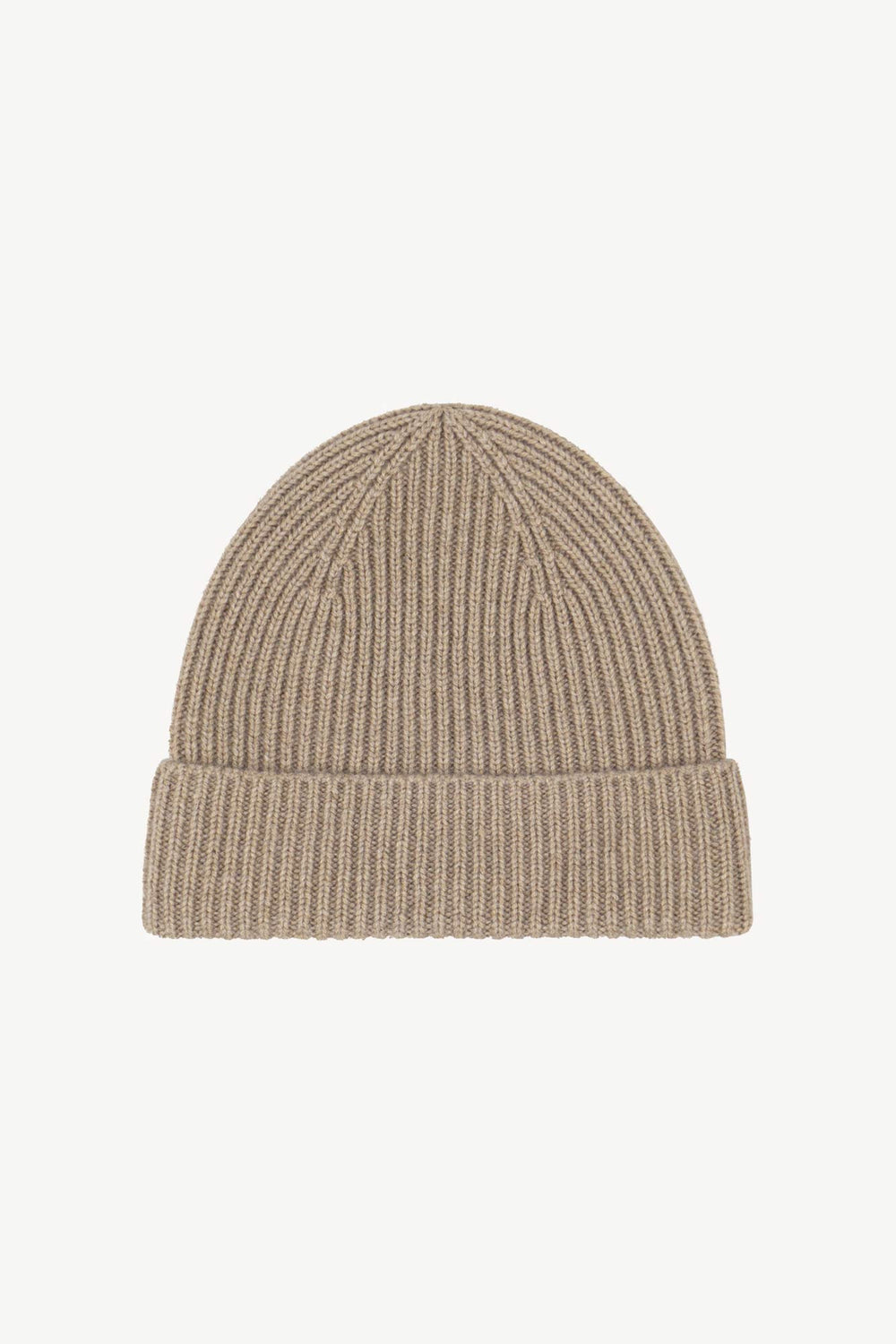 Berretto Unisex a Coste in Puro Cashmere Dune - Modello Lungo