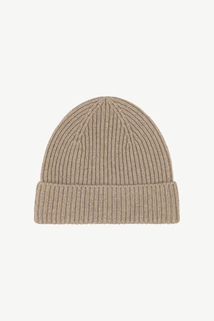 Berretto Unisex a Coste in Puro Cashmere Dune - Modello Lungo
