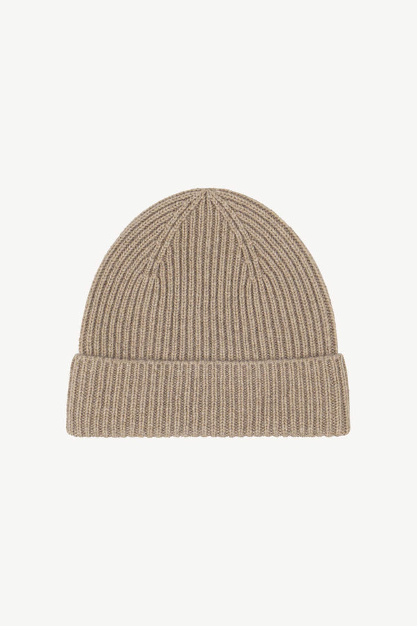 Berretto Unisex a Coste in Puro Cashmere Dune - Modello Lungo