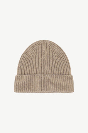 Berretto Unisex a Coste in Puro Cashmere Dune - Modello Lungo