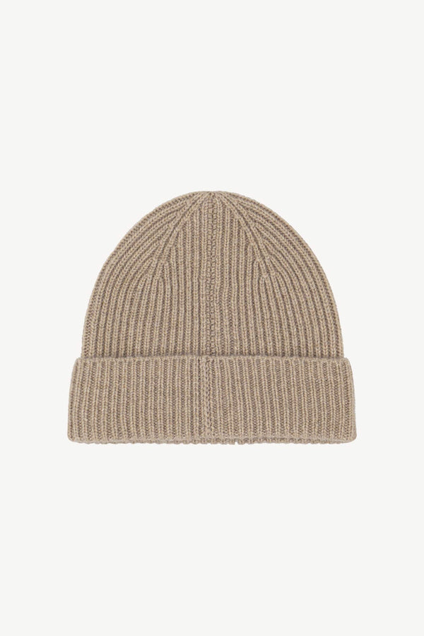 Berretto Unisex a Coste in Puro Cashmere Dune - Modello Lungo