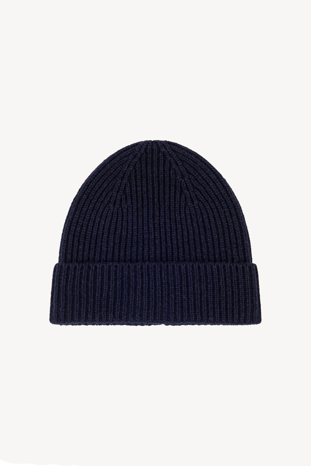 Berretto Unisex a Coste in Puro Cashmere Notte - Modello Lungo