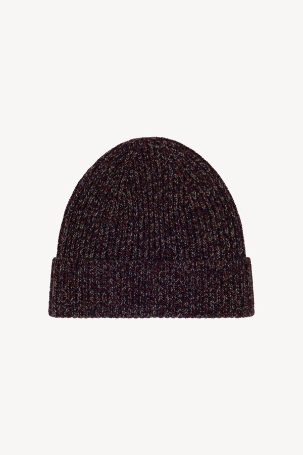 Berretto Unisex a Coste in Puro Cashmere Moulinè Acero - Modello Lungo