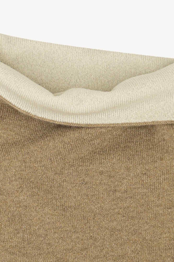 Scaldacollo Reversibile Unisex in Puro Cashmere Dune-Latte