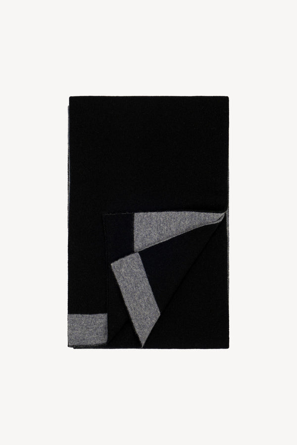 Sciarpa Tubolare Bicolore Unisex in Puro Cashmere Nero-derby