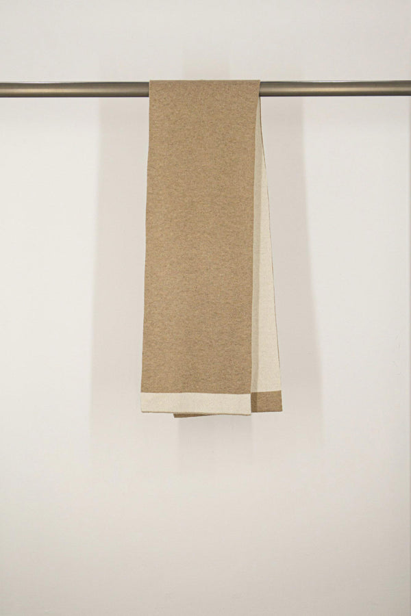 Sciarpa Tubolare Bicolore Unisex in Puro Cashmere Dune-Latte