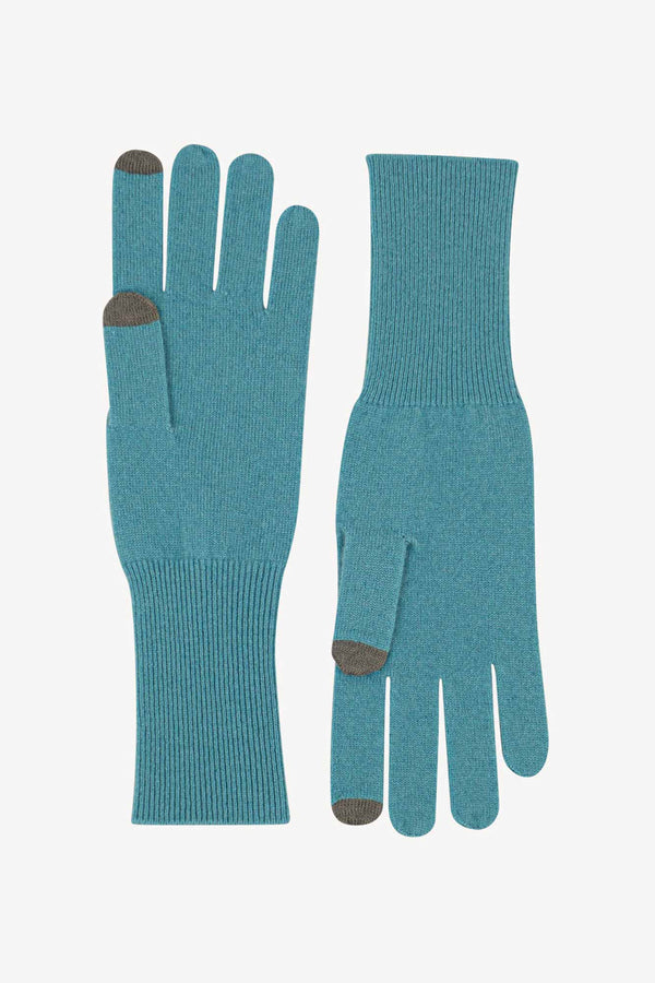 Guanti Touchscreen Donna in Puro Cashmere Turchese