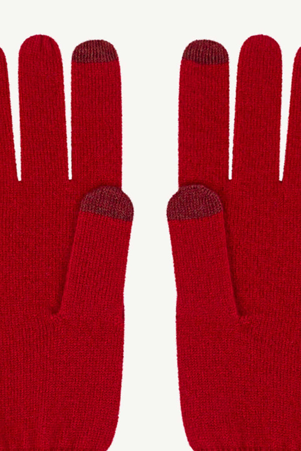 Guanti Touchscreen Donna in Puro Cashmere Rubino