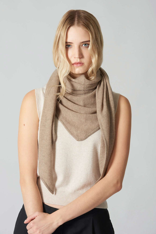 Sciarpa a Triangolo in Puro Cashmere Loden