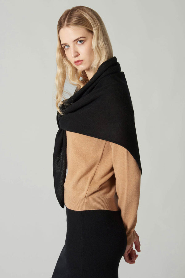 Sciarpa a Triangolo in Puro Cashmere Notte