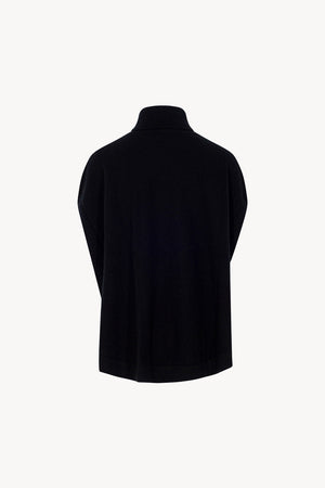 Cappa a Collo Alto con Spacchetto in Puro Cashmere Nero