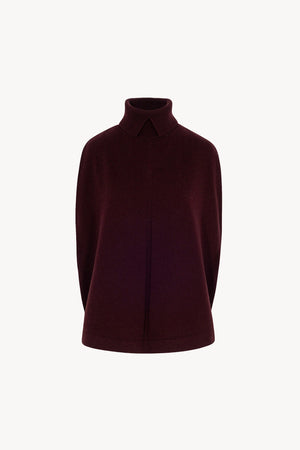 Cappa a Collo Alto con Spacchetto in Puro Cashmere Acero