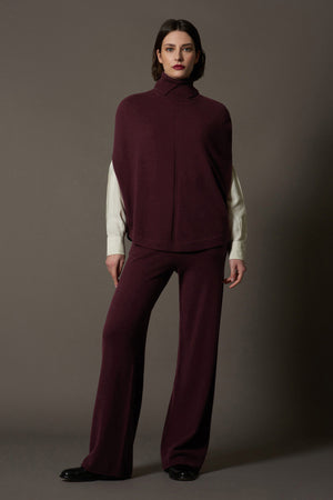 Cappa a Collo Alto con Spacchetto in Puro Cashmere Acero