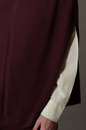 Cappa a Collo Alto con Spacchetto in Puro Cashmere Acero