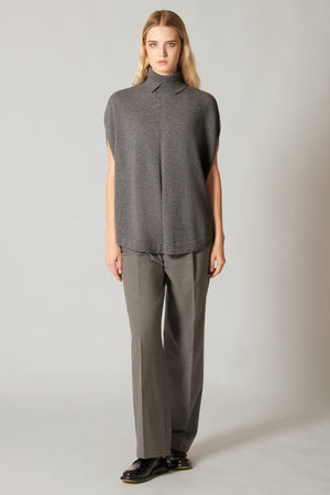 Cappa a Collo Alto con Spacchetto in Puro Cashmere Cammello