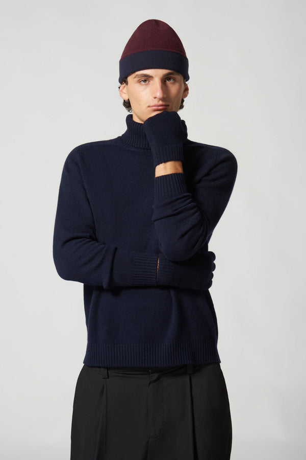 Guanti Uomo 4 Fili in Puro Cashmere Navy