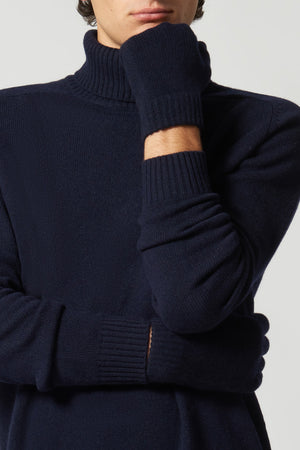 Guanti Uomo 4 Fili in Puro Cashmere Navy